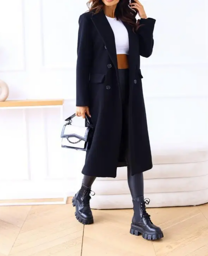 Trench lungo Donna Aderente Tessuto Confortevole Autunno Inverno
