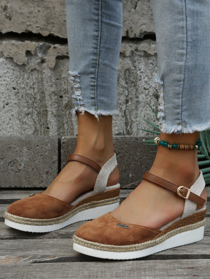 Espadrillas Donna Punta Chiusa Plateau Elegante