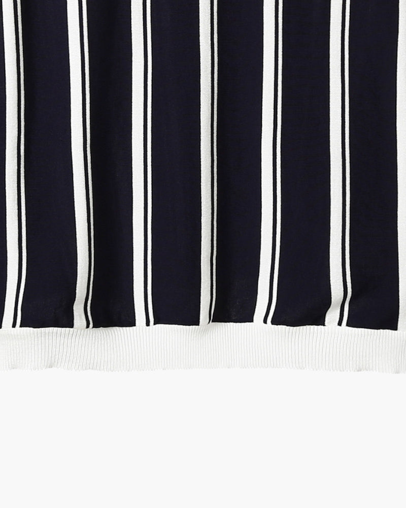 Polo Uomo in Maglia Mezza Zip Righe Verticali