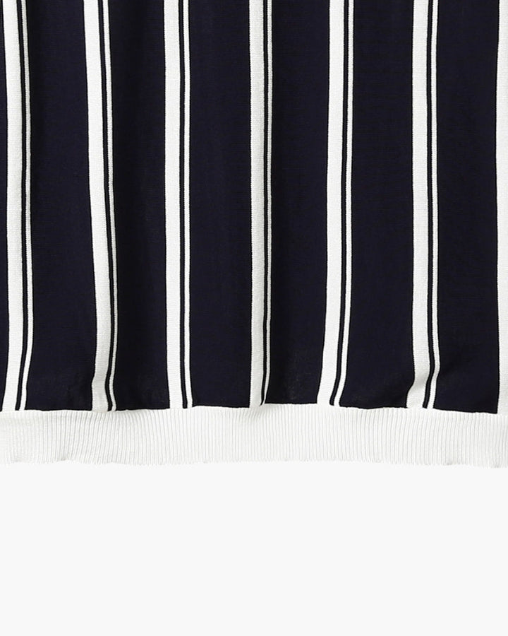 Polo Uomo in Maglia Mezza Zip Righe Verticali