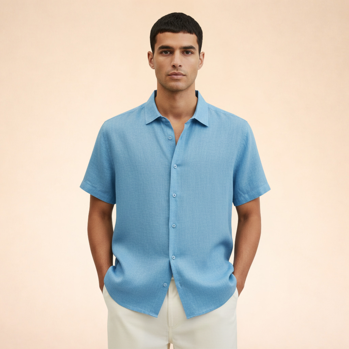 Camicia Uomo Estiva in Lino Vestibilità Moderna
