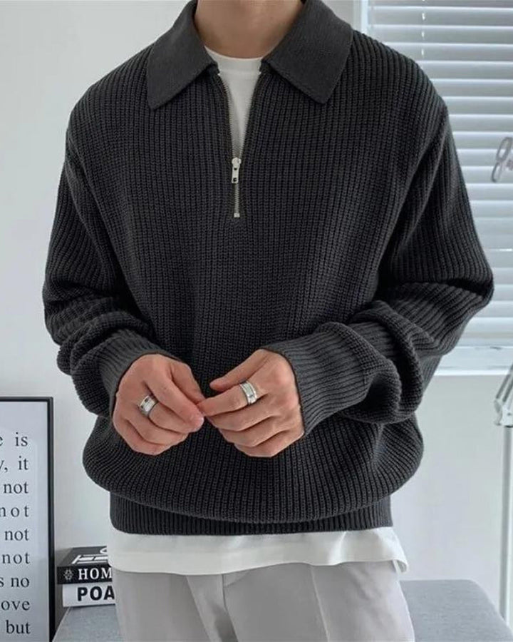Maglione Uomo Mezza Zip Lana Morbido Classico