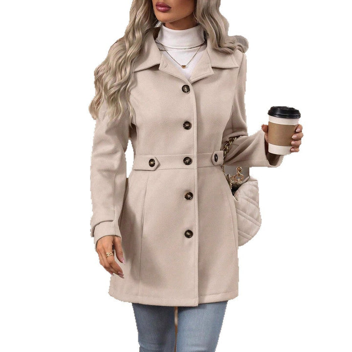 Cappotto Donna Monopetto Misto Lana Media Lunghezza con Revers
