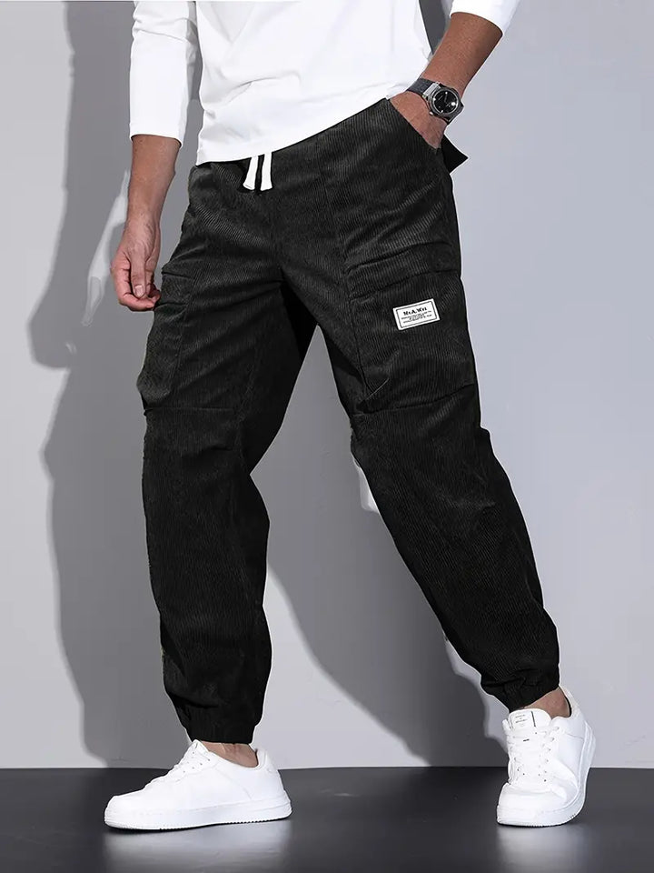 Pantaloni Cargo Uomo Velluto a Coste Slim Fit