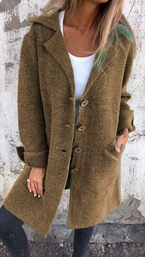 Giacca Donna Oversize in Tweed Collo con Revers e Bottoni