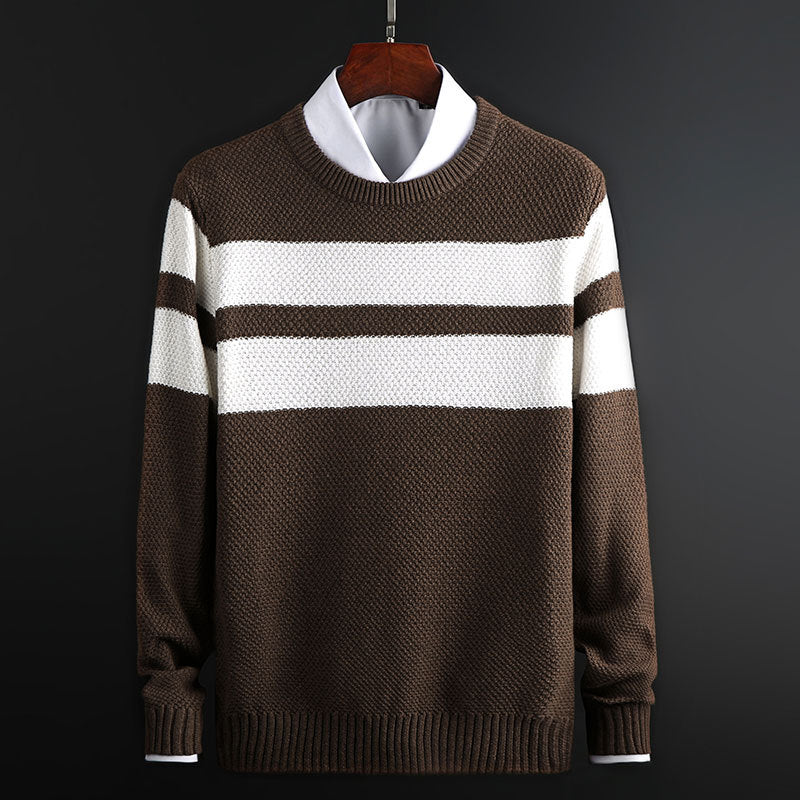 Maglione Uomo Girocollo Maglia a Righe Comoda - Vesarelli