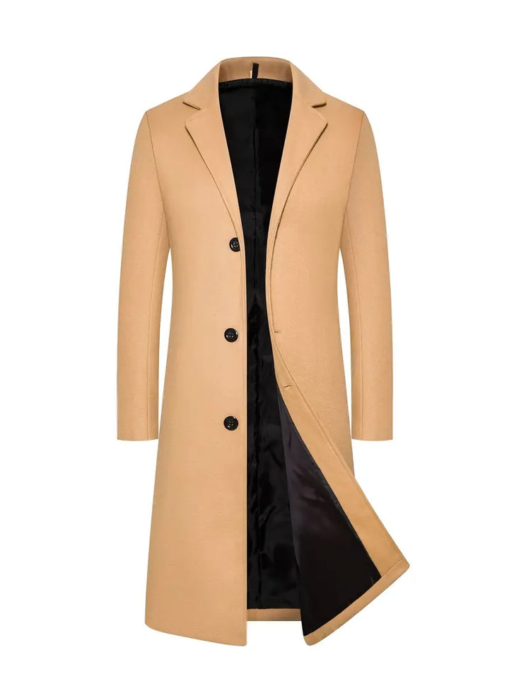 Cappotto Uomo Lungo Monopetto Tessuto Caldo Aderente