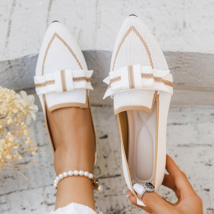 Ballerine Donna in Pelle con Fiocco Tacco Basso
