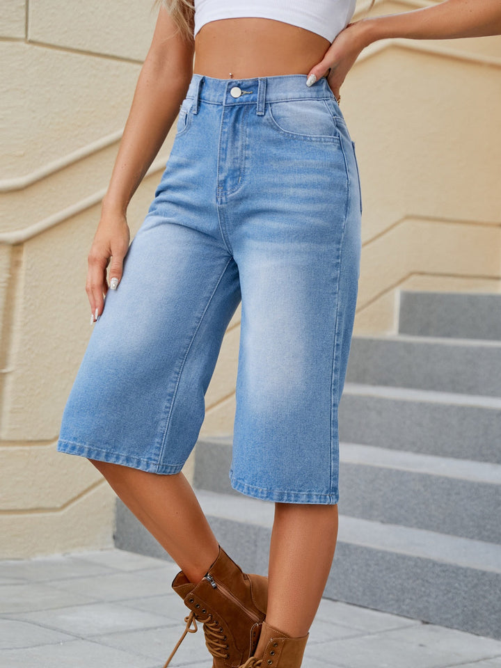 Pantaloncini Donna Denim Vita Alta Tasche