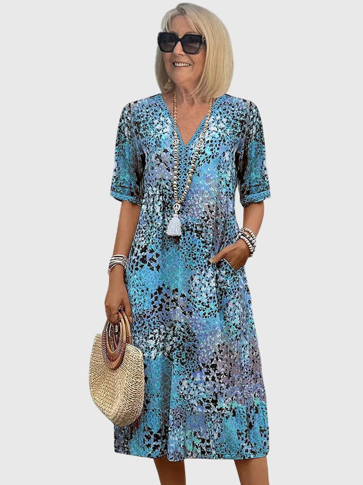Abito Midi Donna Stampa Floreale Linea Morbida