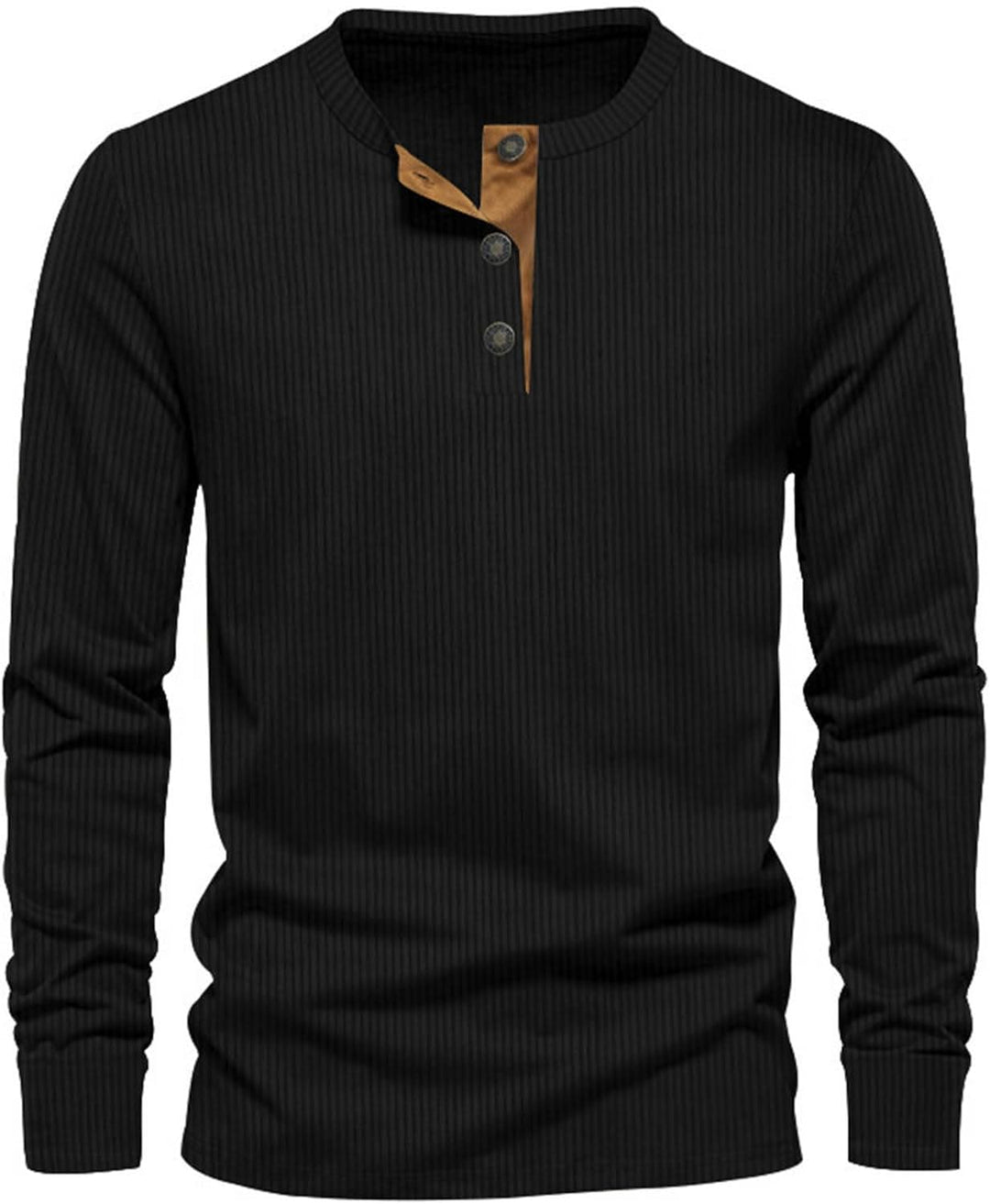 T-shirt Uomo Maniche Lunghe Cotone Coste Girocollo Casual - Vesarelli