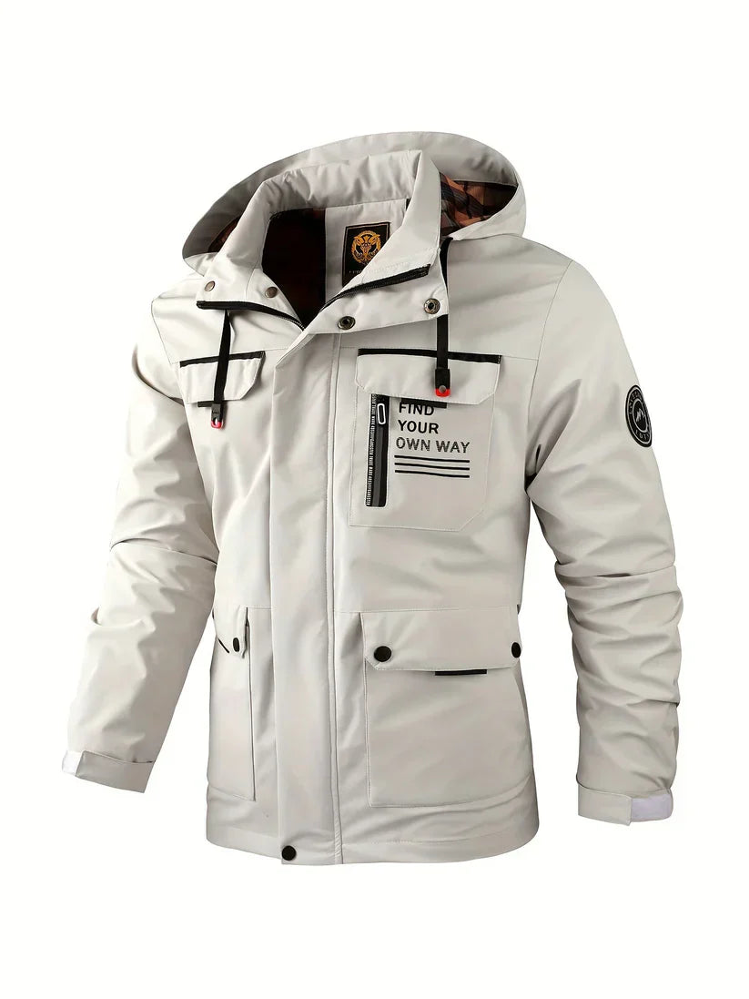 Giacca Invernale Uomo Impermeabile Cappuccio Isolante Antivento Cargo