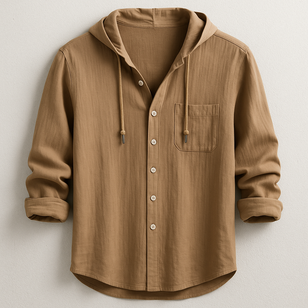 Camicia Uomo con Cappuccio Cotone Stile Casual Moderna