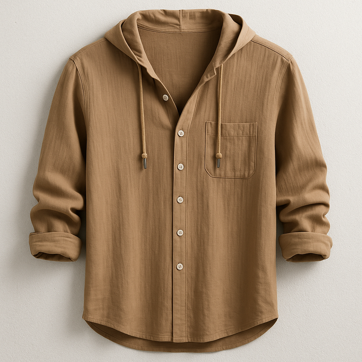 Camicia Uomo con Cappuccio Cotone Stile Casual Moderna