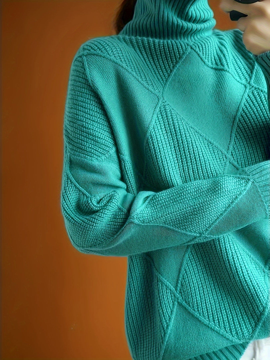 Maglione Donna Lavorato a Maglia Collo Alto