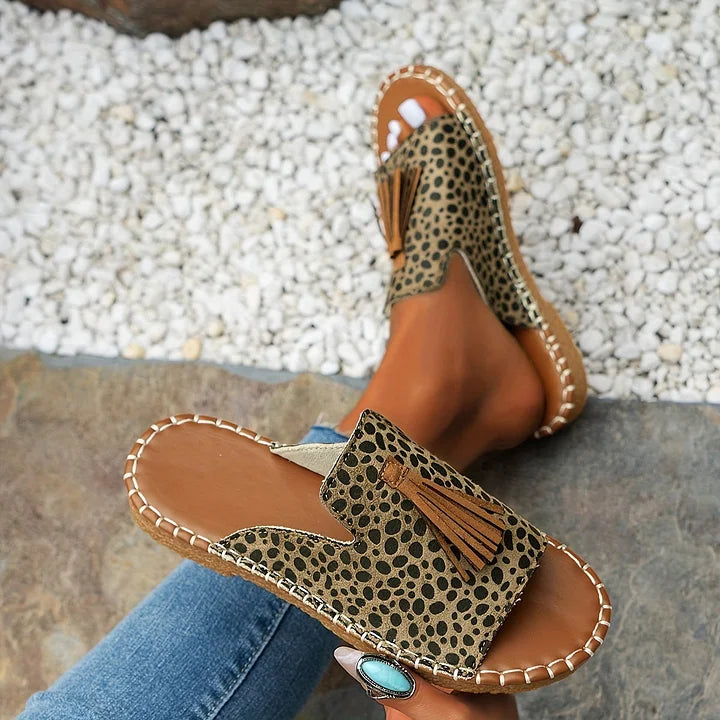 Sandali Donna Vintage in Pelle con Frange Stile Bohémien