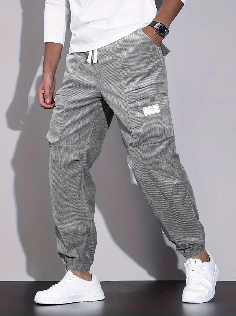 Pantaloni Cargo Uomo Velluto a Coste Slim Fit