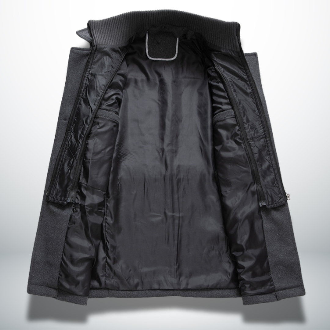 Cappotto Uomo in Misto Lana con Doppio Collo e Chiusura con Cerniera