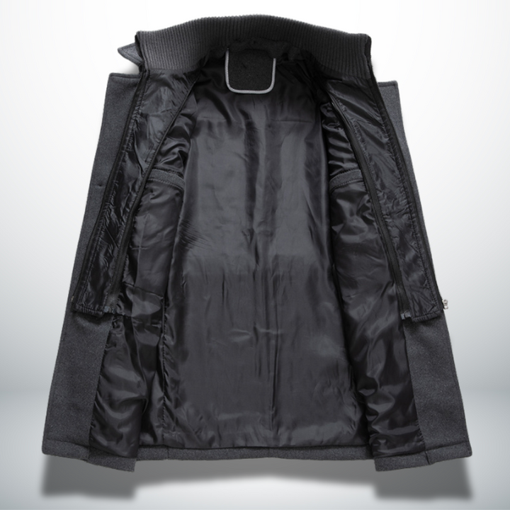 Cappotto Uomo in Misto Lana con Doppio Collo e Chiusura con Cerniera