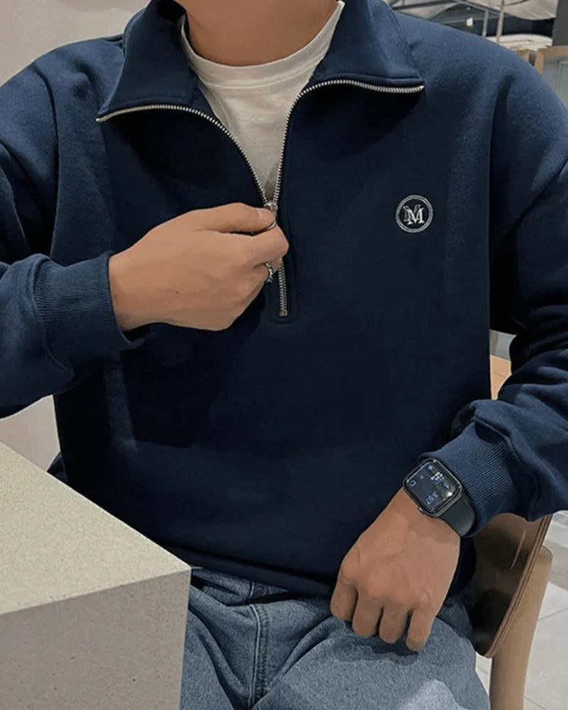 Felpa Uomo con Zip in Cotone Comfort Vestibilità Regolare