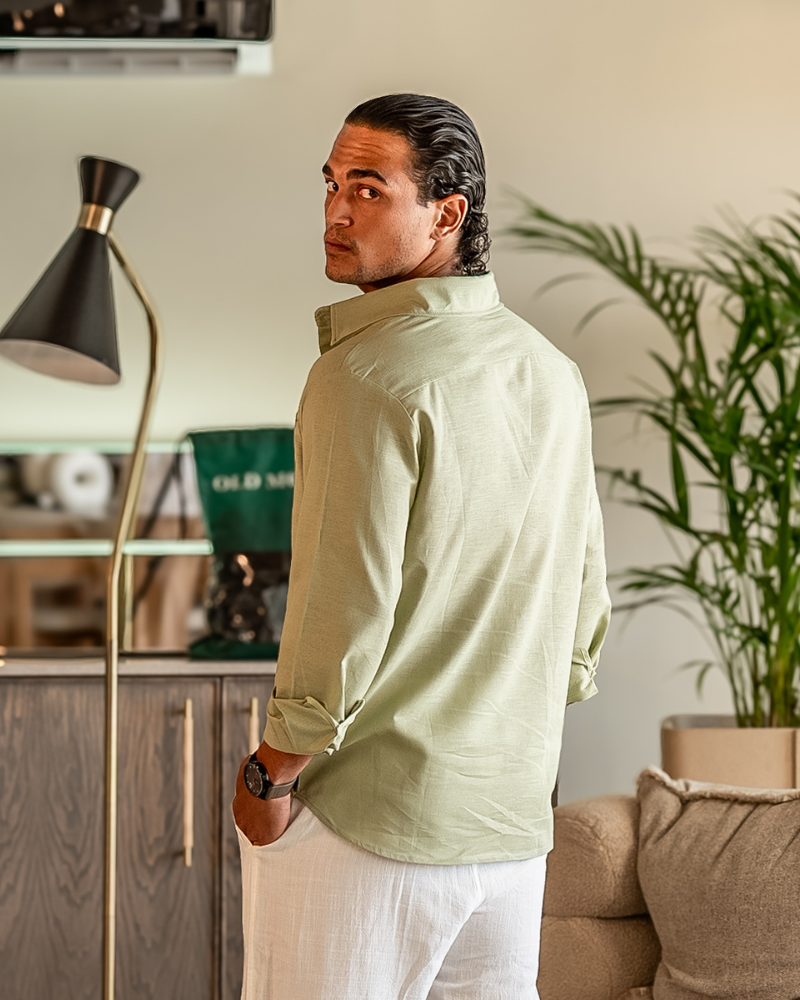 Camicia Uomo in Lino Traspirante Vestibilità Rilassata