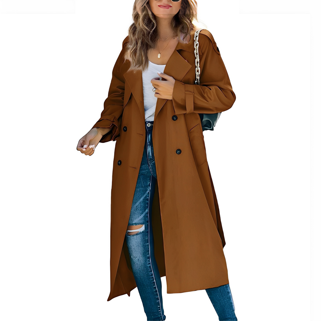 Cappotto Lungo Donna Doppiopetto Antivento Classico