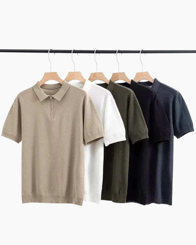 Polo Uomo Traspirante con Zip Vestibilità Comfort Stile Moderno