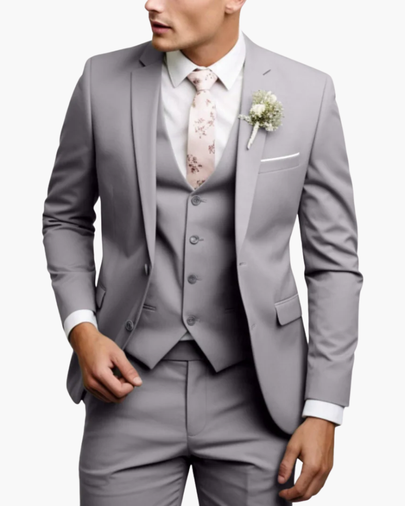 Completo Uomo Tre Pezzi Slim Fit Elegante Cerimonia