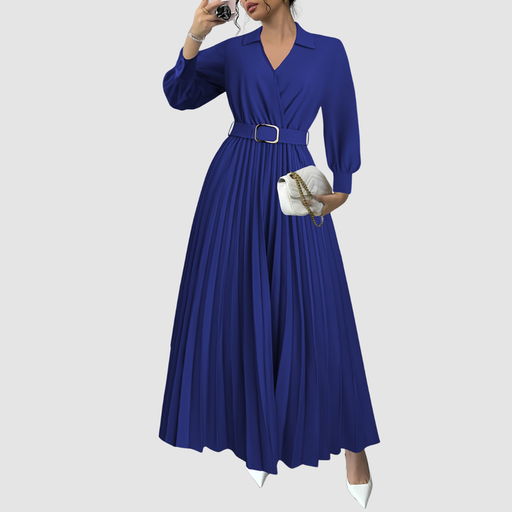 Abito Midi Donna con Cintura Scollo a V
