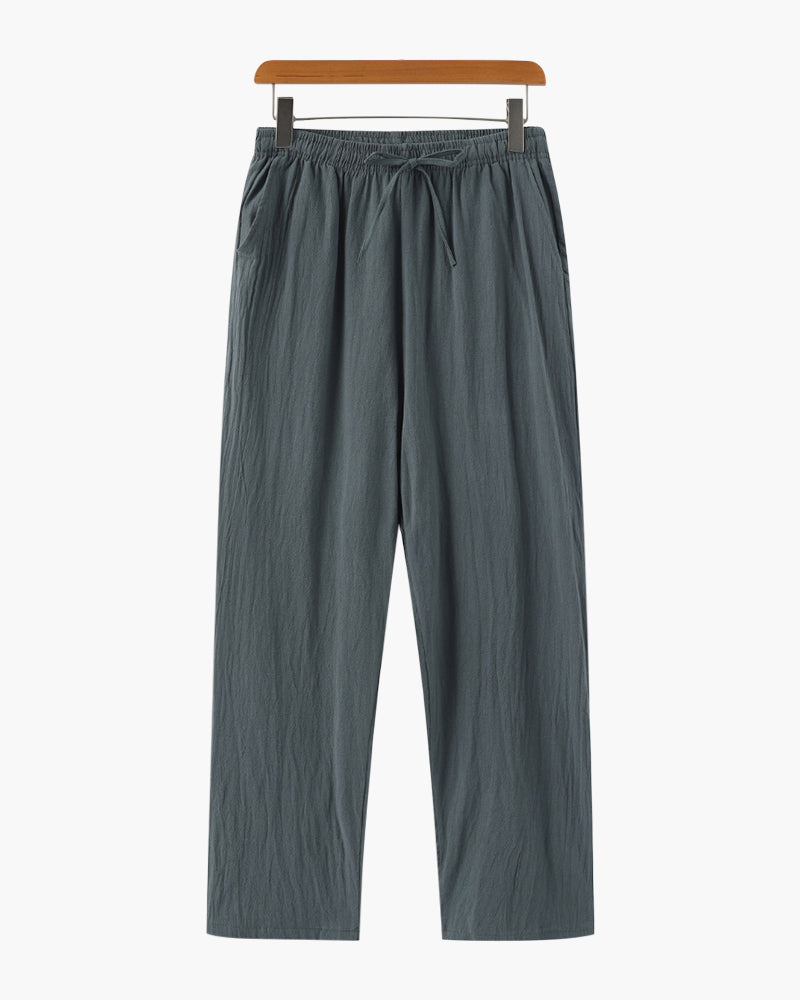 Pantaloni Uomo in Lino Vestibilità Rilassata Comfort Estivo
