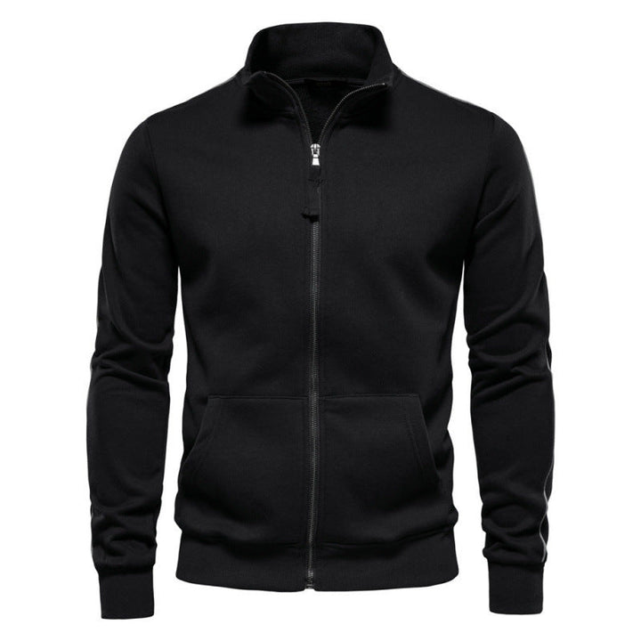 Felpa Uomo Casual Calda con Collo Alto Cerniera e Tasche