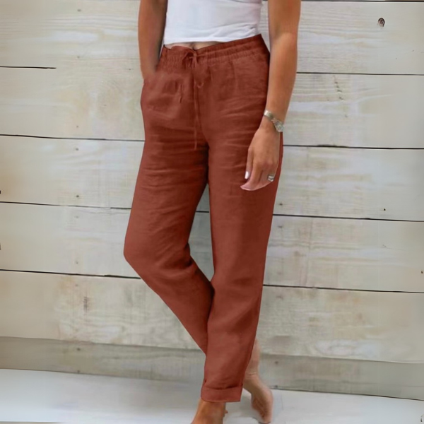 Pantaloni Donna in Lino Leggeri Traspiranti Vestibilità Comoda