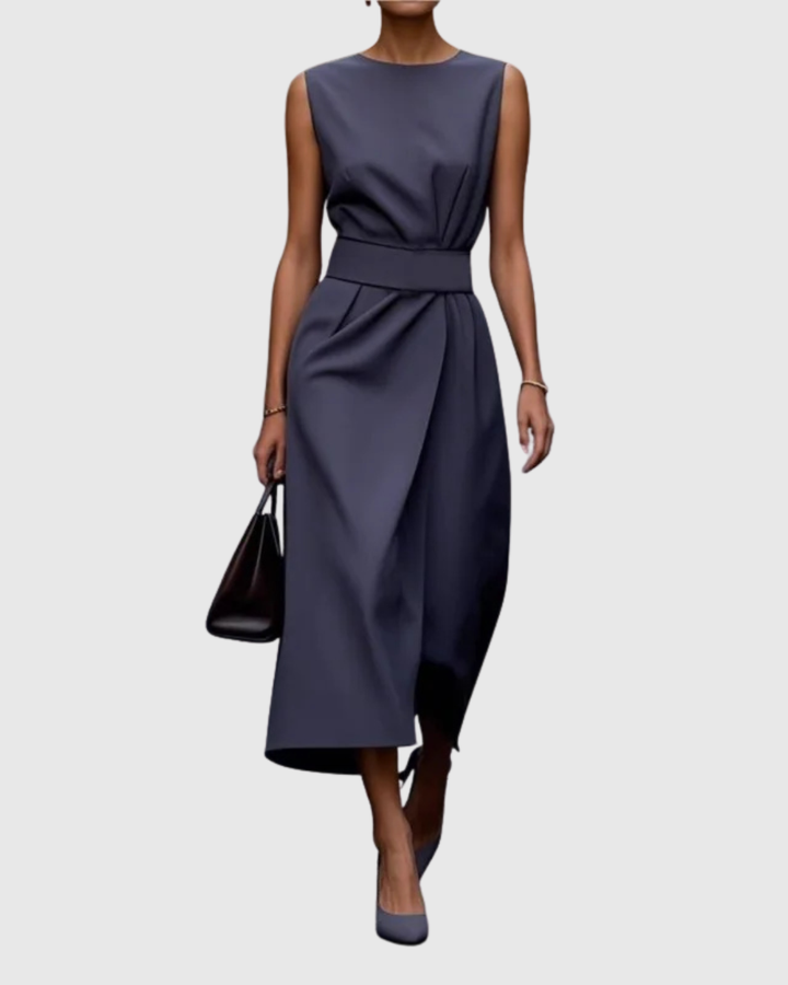 Abito Donna Elegante Collo Rotondo Linea Pulita Vestibilità Classica