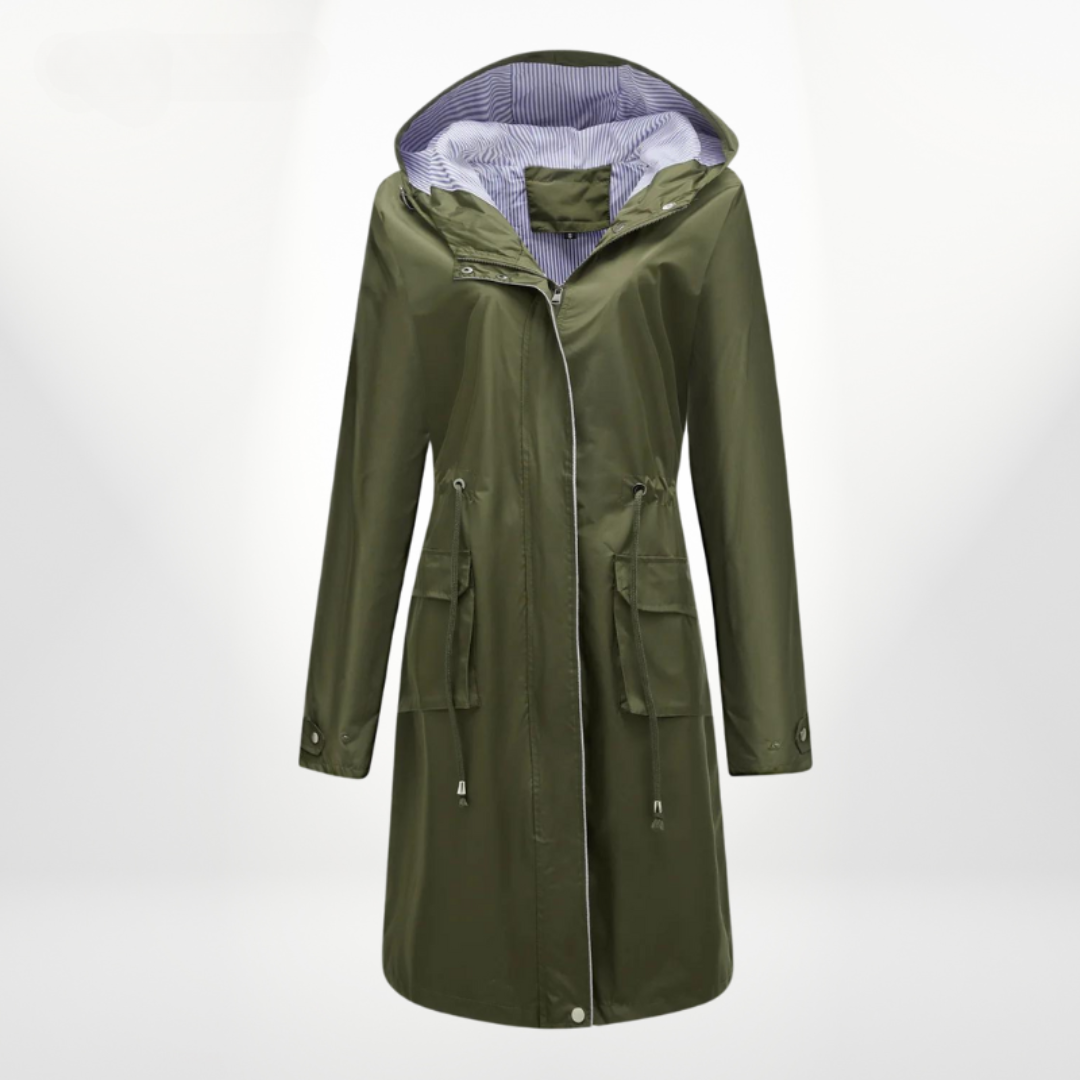 Trench Donna Impermeabile con Cappuccio Slim Fit