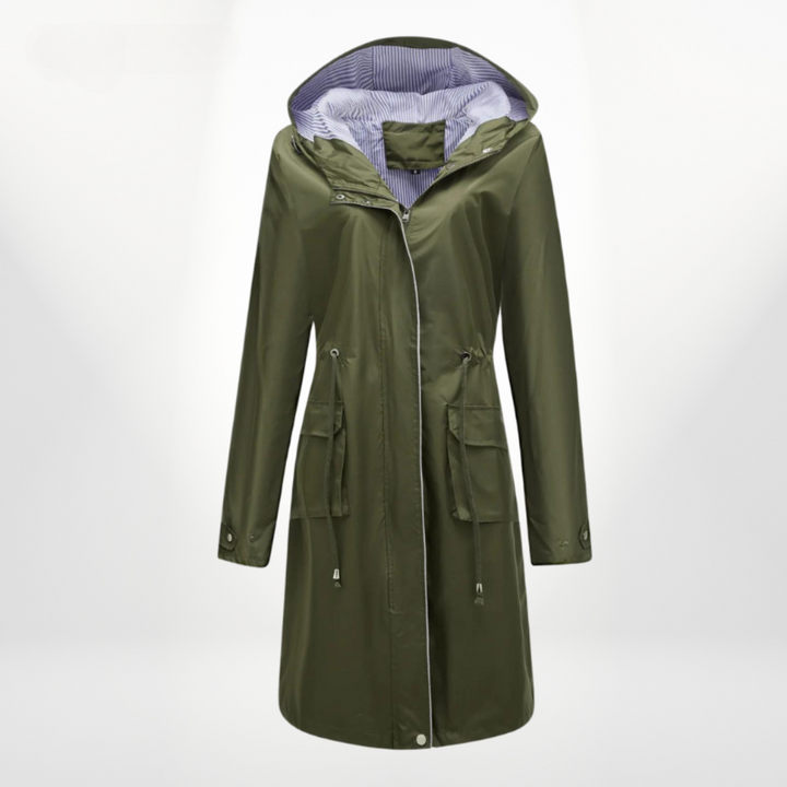 Trench Donna Impermeabile con Cappuccio Slim Fit