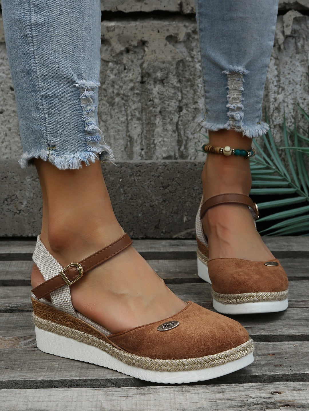 Espadrillas Donna Punta Chiusa Plateau Elegante