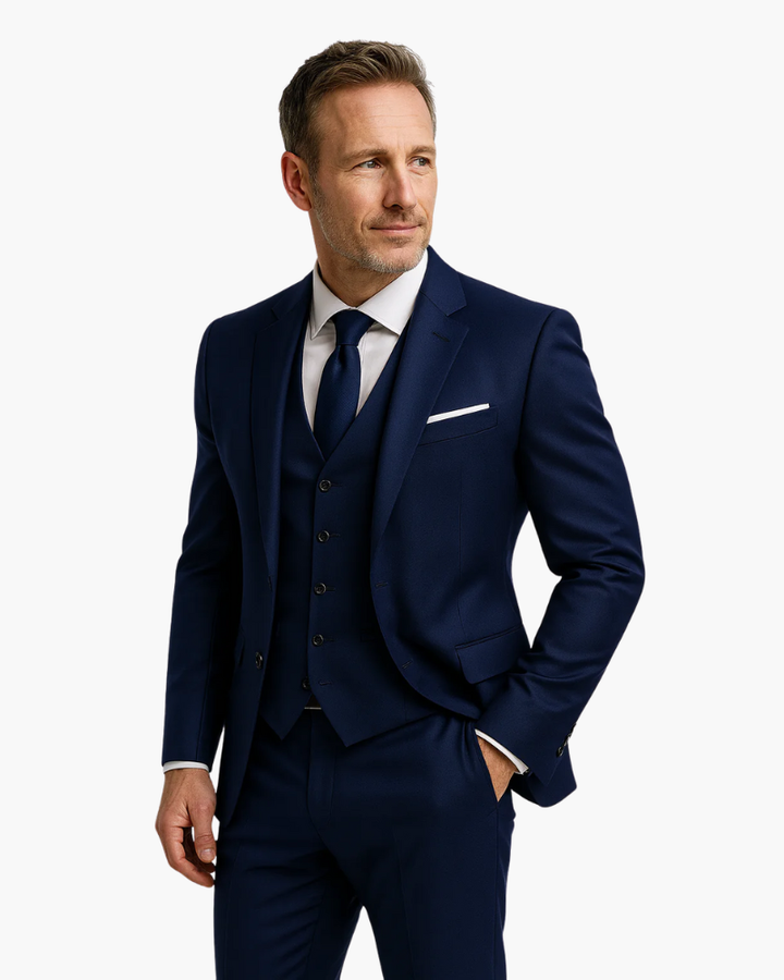 Completo Uomo Due Pezzi Tessuto Elegante Vestibilità Classica
