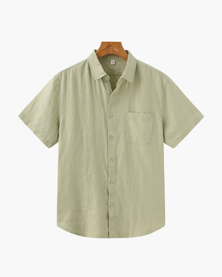 Camicia Uomo in Lino Manica Corta Traspirante