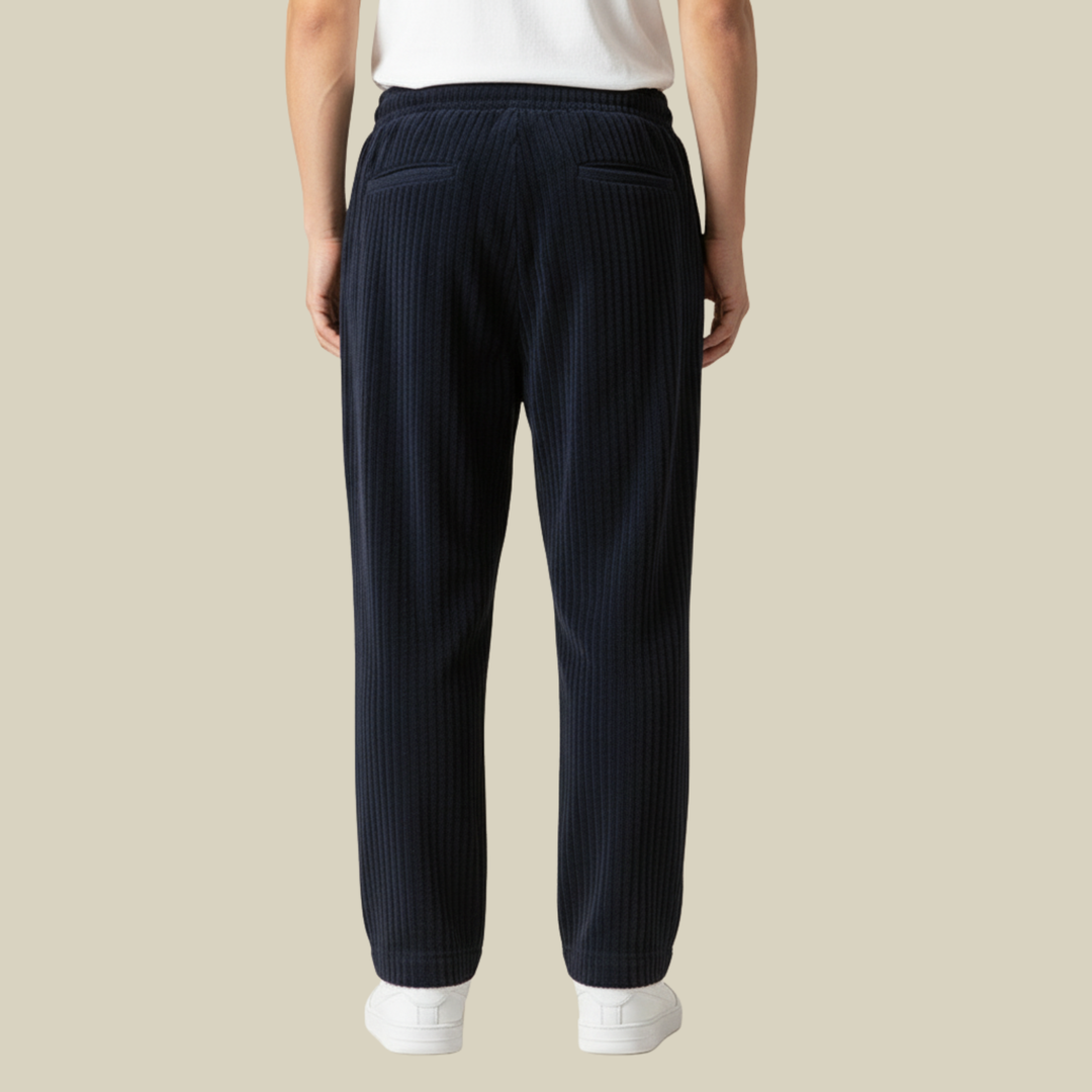 Pantaloni Uomo in Velluto a Coste Comodi Vita Elastica con Tasche