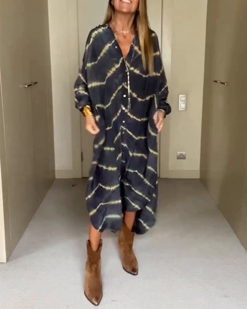 Abito Maxi Donna Scollo a V Linea Ampia Estivo - Vesarelli