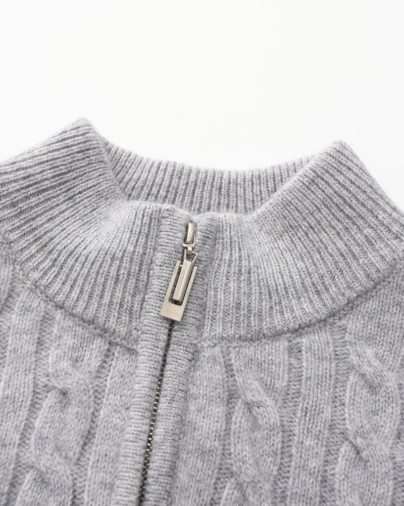 Maglione Uomo in Cashmere Mezza Zip Vestibilità Comfort
