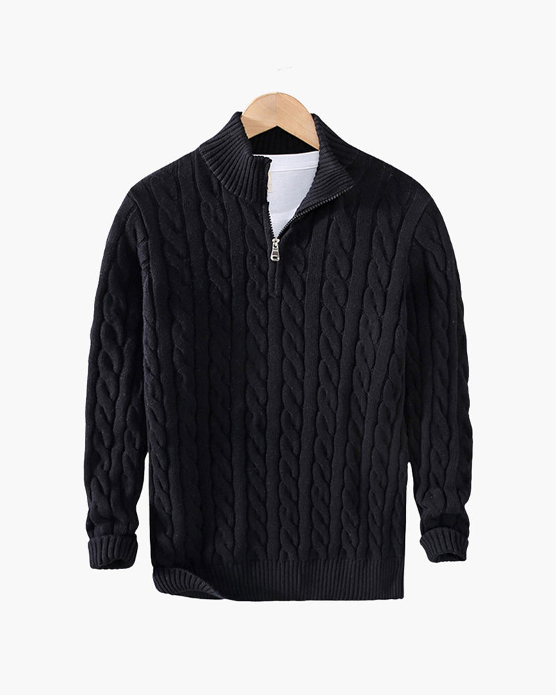 Maglione Uomo Cotone Mezzo Zip Vestibilità Comoda