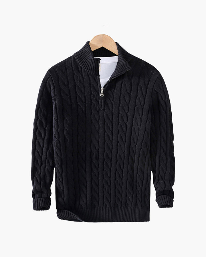Maglione Uomo Cotone Mezzo Zip Vestibilità Comoda