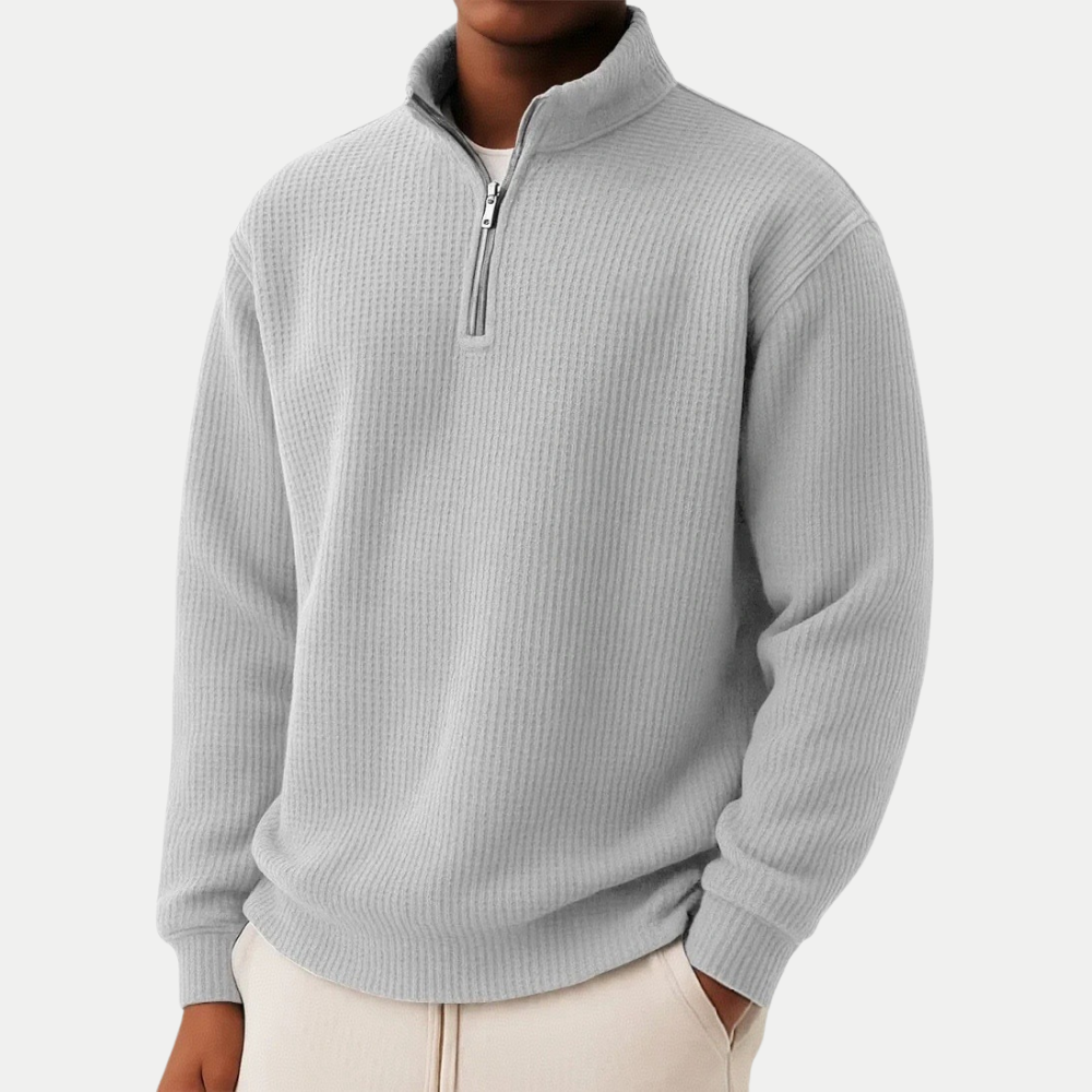Maglione Uomo Maglia con Collo Zip Vestibilità Comfort