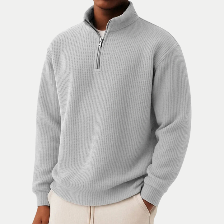Maglione Uomo Maglia con Collo Zip Vestibilità Comfort