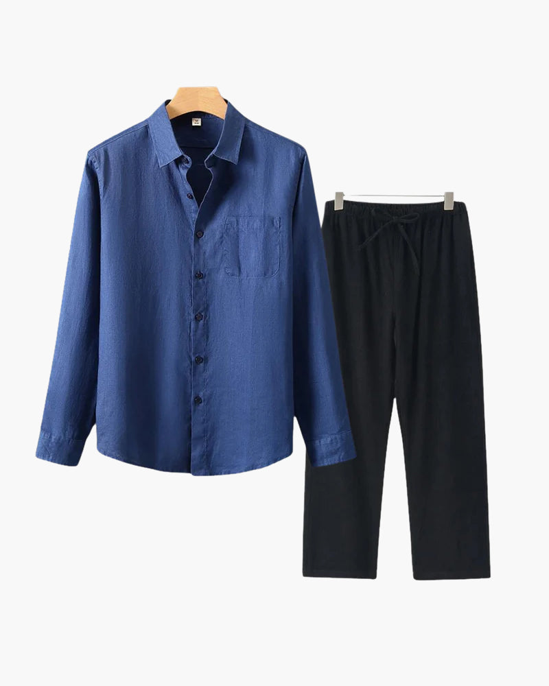 Completo Uomo Lino Maniche Lunghe Estivo Classico