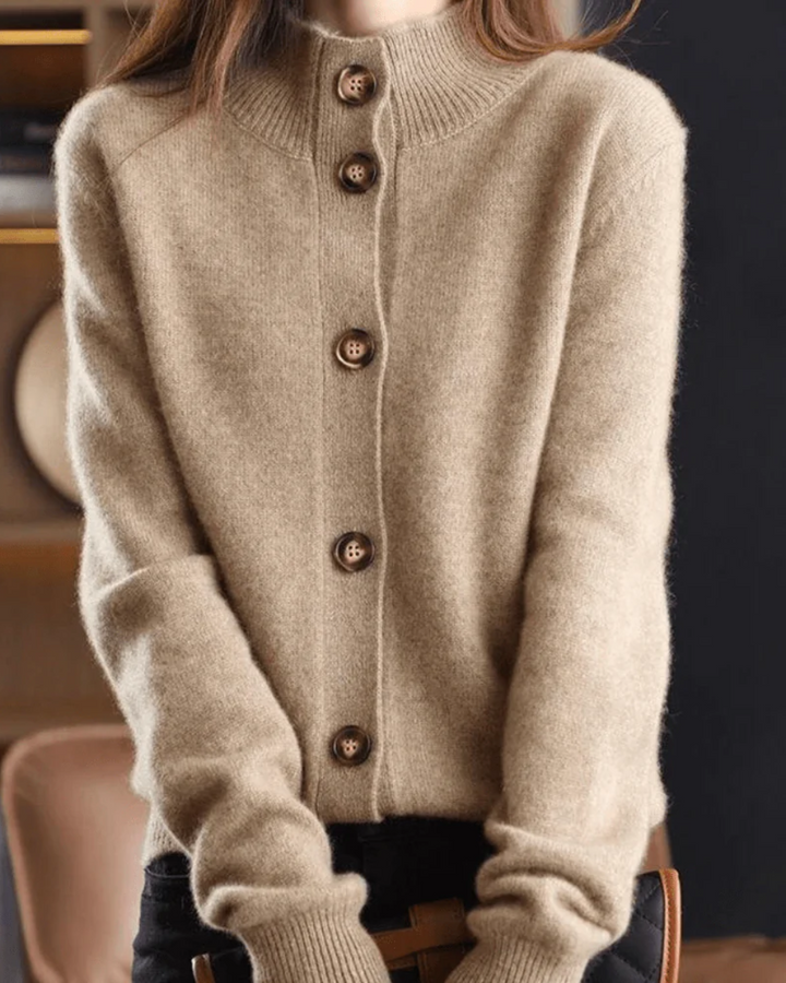 Cardigan Donna Misto Lana Maglia Morbida Scollo a V Bottoni Frontali