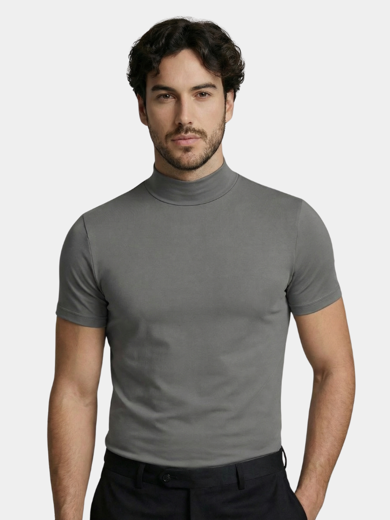 Maglietta Uomo Casual Collo Alto Slim Fit