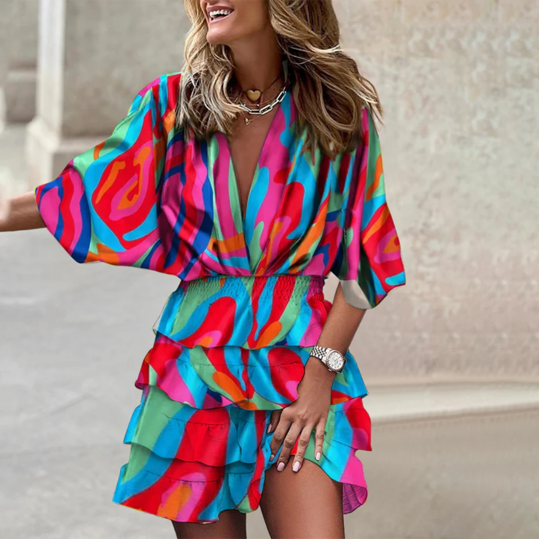 Abito Mini Donna Tessuto Leggero Stile Boho Chic