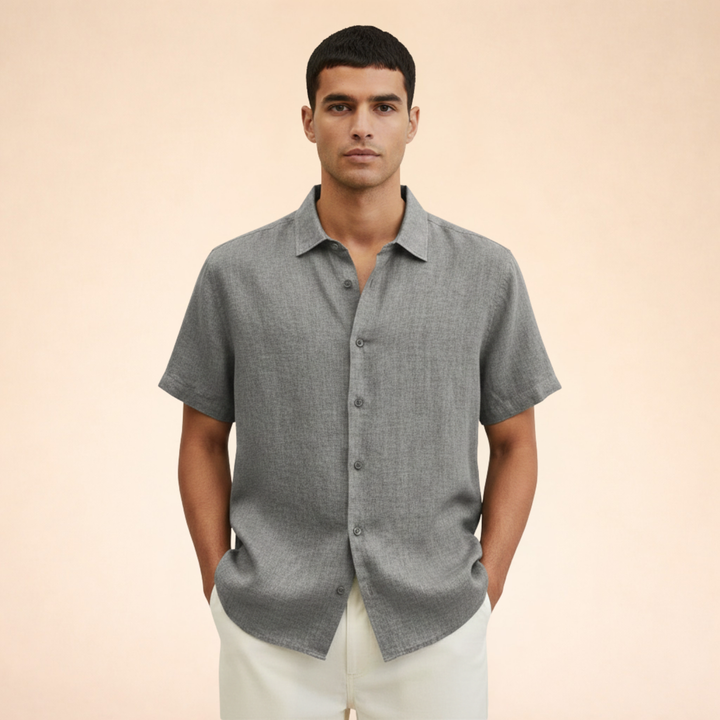 Camicia Uomo Estiva in Lino Vestibilità Moderna